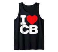 I Love CB Initials First Last Name Personalised Red Heart Camiseta sin Mangas