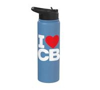 I Love CB Initials First Last Name Personalised Red Heart Stainless Steel Insulated Water Bottle