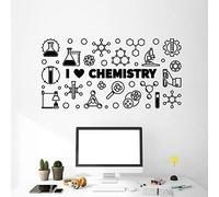 I Love Chemistry Wall Decal Lettering Lab School Science Laboratory Student Bedroom Interior Decor Vinyl Wall Sticker Mural 30X59 Cm
