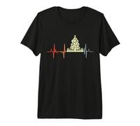 I Love Christmas Trees Santa Claus Vintage Heartrate Camiseta Premium