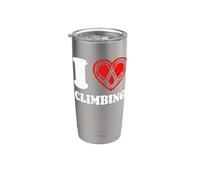 I Love Climbing Mosquetón Corazón Escalada Vaso térmico de acero inoxidable de doble pared