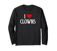 I Love Clowns I Heart Payasos Halloween Espíritu Payaso Amante Manga Larga