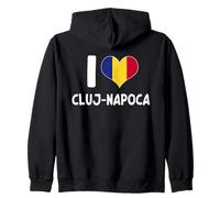 I Love Cluj-Napoca Rumania Bandera Rumana Corazón Sudadera con Capucha