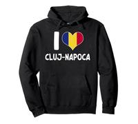 I Love Cluj-Napoca Rumania Bandera Rumana Corazón Sudadera con Capucha