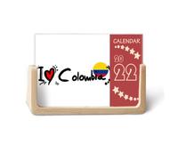 I Love Colombia Word Flag Love Heart Illustration 2022 Calendario de escritorio Planificador de 12 meses