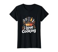 I Love Cooking Cocina Cocina Chef Utensilios de Cocina Diversión Camiseta gráfica económica