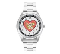 I Love Corn Dogs - Reloj de pulsera de cuarzo personalizado de acero inoxidable con números arábigos para hombres y mujeres