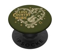 I Love Country Music Corazón Western Cowgirl Cowboy PopSockets PopGrip Adhesivo