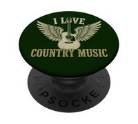 I Love Country Music Guitarra Alada Vaquera Vintage Cowboy PopSockets PopGrip Adhesivo