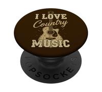 I Love Country Music Guitarra Vintage Western Cowgirl Cowboy PopSockets PopGrip Adhesivo