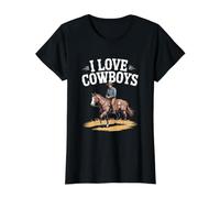 I Love Cowboys Rider Pasión Vida Occidental Camiseta gráfica económica, Mujer, Negro, XS