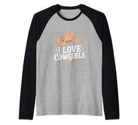 I Love Cowgirls - Sombrero de rodeo Camiseta Manga Raglan