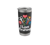 I Love Crafting Scissors - Hilo de pintura Vaso térmico de acero inoxidable de doble pared