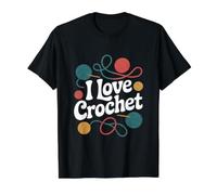 I Love Crochet Yarn Hooks Arte Entusiasta Camiseta gráfica económica, Hombre, Negro, XL