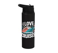 I Love Cruises Ocean Paradise Vacaciones Diversión Stainless Steel Insulated Water Bottle