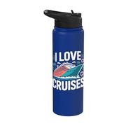 I Love Cruises Ocean Paradise Vacaciones Diversión Stainless Steel Insulated Water Bottle