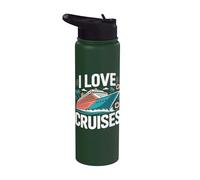 I Love Cruises Ocean Paradise Vacaciones Diversión Stainless Steel Insulated Water Bottle