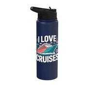 I Love Cruises Ocean Paradise Vacaciones Diversión Stainless Steel Insulated Water Bottle