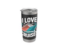 I Love Cruises Ocean Paradise Vacaciones Diversión Vaso térmico de acero inoxidable de doble pared