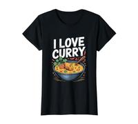 I Love Curry Picante Comida Amantes Delicia Camiseta gráfica económica, Mujer, Negro, S