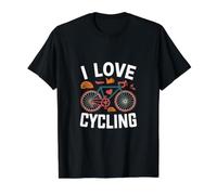 I Love Cycling Bicicleta Corazón Pasión Camiseta gráfica económica, Hombre, Negro, S