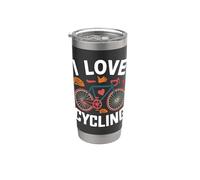 I Love Cycling Bicicleta Corazón Pasión Vaso térmico de acero inoxidable de doble pared