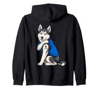 I Love Dad Tattoed Husky Dog Daddy Husky Dueño Amante de los Perros Sudadera con Capucha