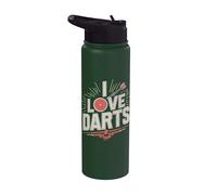 I Love Darts Target Arrow Juego Divertido Stainless Steel Insulated Water Bottle