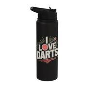 I Love Darts Target Arrow Juego Divertido Stainless Steel Insulated Water Bottle
