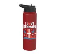 I Love Denmark - Bandera de sirena vikinga Stainless Steel Insulated Water Bottle