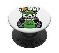 I Love Dirt Herramientas de jardín Jardinería Lindo Oso Panda Jardinero PopSockets PopGrip Adhesivo