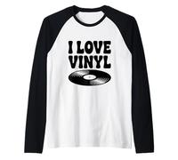 I Love Disco de Vinilo Música Retro Camiseta Manga Raglan