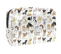 I Love Dogs and Bones - Neceser de viaje para mujer, bolsa de aseo grande de PVC para maquillaje, práctica bolsa organizadora con cremallera, multicolor, 18.5x7.5x13cm/7.3x3x5.1in, Neceser