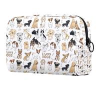 I Love Dogs and Bones - Neceser de viaje para mujer, bolsa organizadora de maquillaje grande con cremallera, multicolor, 18.5x7.5x13cm/7.3x3x5.1in, Neceser