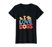 I Love Dogs - Cuidador de Perros Camiseta gráfica económica, Mujer, Negro, M