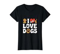 I Love Dogs Hueso Hueso Pawprint Camiseta gráfica económica, Mujer, Negro, M