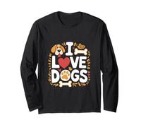 I Love Dogs - Huesos de pata de corazón, diseño lindo Manga Larga