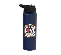 I Love Dogs - Huesos de pata de corazón, diseño lindo Stainless Steel Insulated Water Bottle