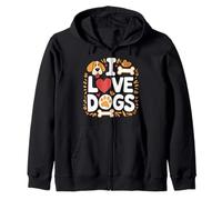 I Love Dogs - Huesos de pata de corazón, diseño lindo Sudadera con Capucha