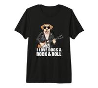 I Love Dogs & Rock & Roll Labrador Tocando la Guitarra eléctrica Camiseta Premium