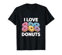 I Love Donuts - Delicia Colorida para Amantes de la pastelería Camiseta gráfica económica, Hombre, Negro, S