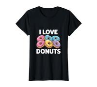 I Love Donuts - Delicia Colorida para Amantes de la pastelería Camiseta gráfica económica, Mujer, Negro, XS