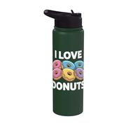I Love Donuts - Delicia colorida para amantes de la pastelería Stainless Steel Insulated Water Bottle