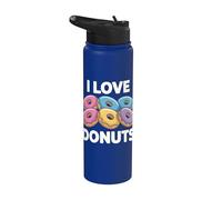 I Love Donuts - Delicia colorida para amantes de la pastelería Stainless Steel Insulated Water Bottle