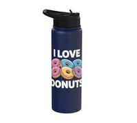 I Love Donuts - Delicia colorida para amantes de la pastelería Stainless Steel Insulated Water Bottle