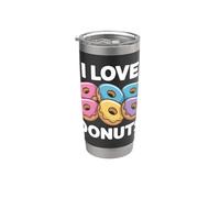 I Love Donuts - Delicia colorida para amantes de la pastelería Vaso térmico de acero inoxidable de doble pared