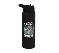 I Love Dragons Arte de criaturas míticas Stainless Steel Insulated Water Bottle