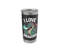 I Love Dragons Arte de criaturas míticas Vaso térmico de acero inoxidable de doble pared