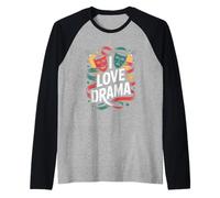 I Love Drama Teatro Actuación Comedia Tragedia Máscaras Camiseta Manga Raglan