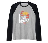 I Love Drama Teatro Comedia Tragedia Máscaras Camiseta Manga Raglan